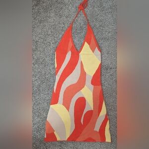 Peppermayo Orange and Cream Knit Fabric